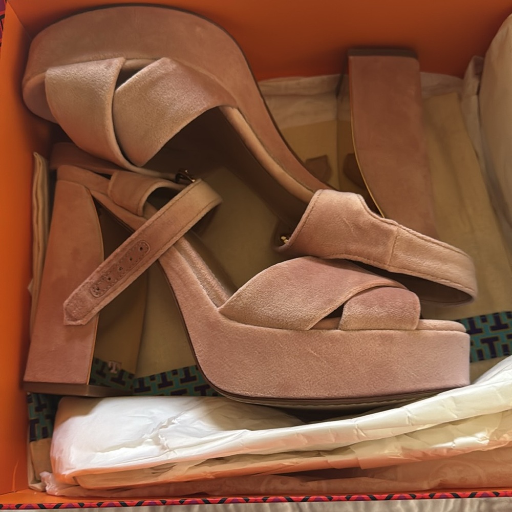 Tory Burch ballet pink Loretta 115mm platform sandal velvet. Size 9.5 - Picture 6 of 13